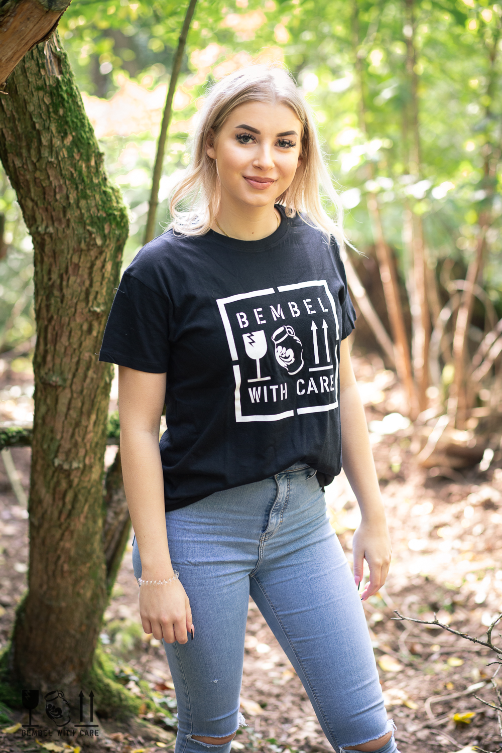 BEMBEL-WITH-CARE Leutbembel T-Shirt Unisex, loose fit, getragen im Wald, Apfelwein, Cider